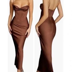 House of‎ CB Charmaine Corset Dress in Chocolate brown size XL NWOT